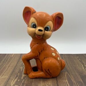 Trimont Ware Deer Piggy Bank MCM Vintage ChalkWare Midcentury Japan 6 In Flaws